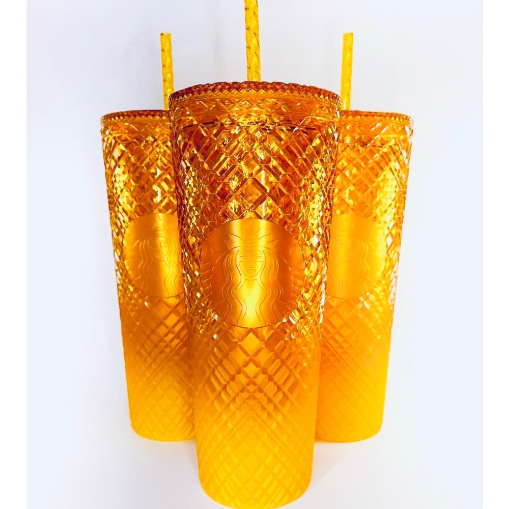 Starbucks Orange Mango Jeweled Cup Ombre Studded Tumbler Cup Venti 24oz NWT 2022